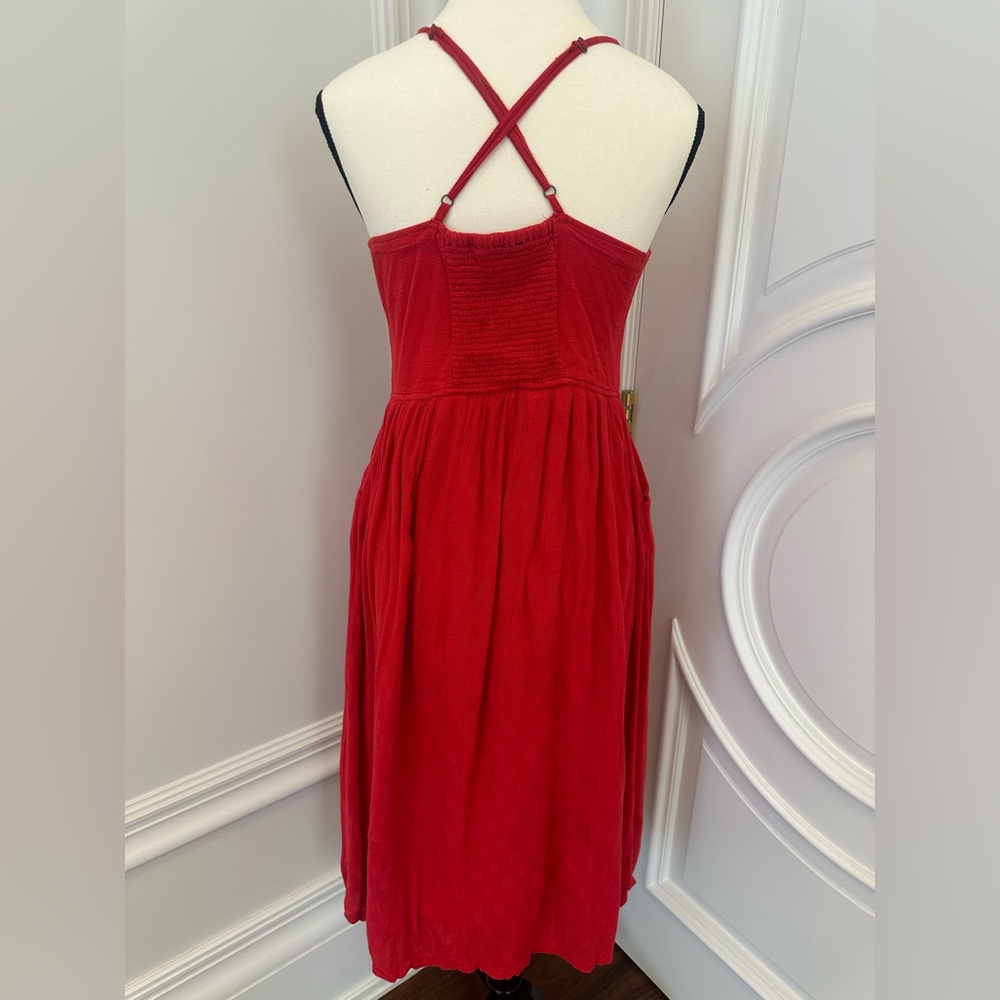 Superdry Red Jayde Front Tie Up Criss Cross Back Midi Dress (Size 6) - Picture 10 of 13
